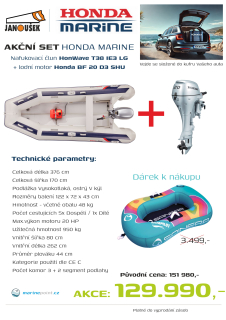 Honda Marine HonWave T 38 IE3 LG Nafukovací člun + lodní motor BF 20 D3 SHU AKCE